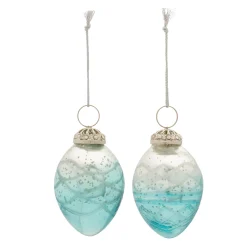 Melrose Pendants & Drops>6Ct Ombre Blue Glass Drop Christmas Ornaments 4"