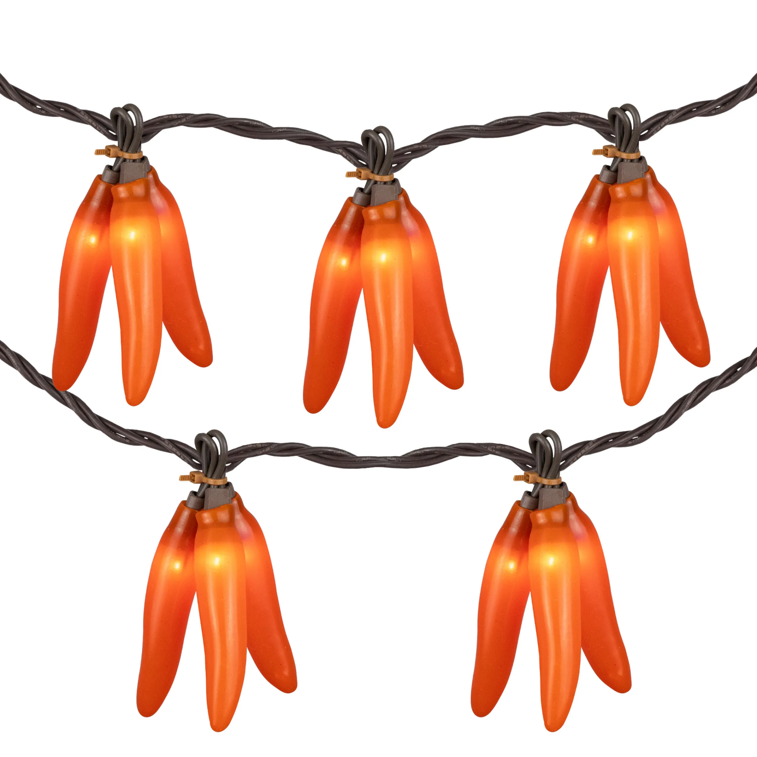 Northlight 36Ct Orange Chili Pepper Clusters String Light Set, 7.5Ft Brown Wire