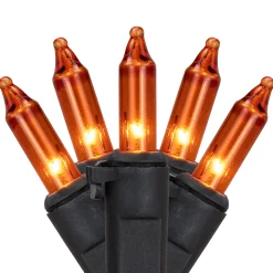 Northlight 100Ct Orange Mini Christmas Lights, 20.25Ft Black Wire