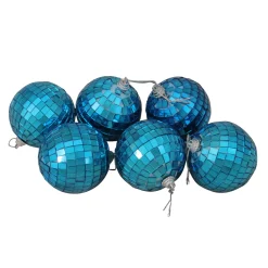 Northlight Balls>6Ct Peacock Blue Mirrored Disco Ball Christmas Ornaments 2.75" 70Mm