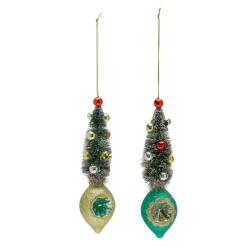 Melrose Pendants & Drops>12Ct Pine Tree Reflector Christmas Drop Ornaments 6.5"