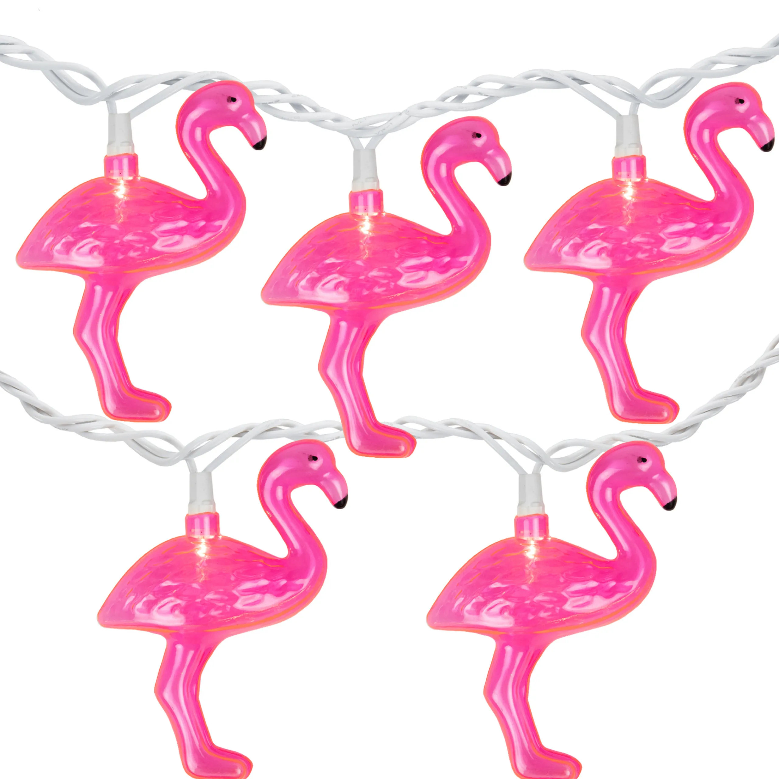Northlight 10Ct Pink Flamingo Summer Patio String Light Set, 7.25Ft White Wire