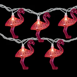 Northlight 10Ct Pink Flamingo Summer Patio String Light Set, 7.25Ft White Wire