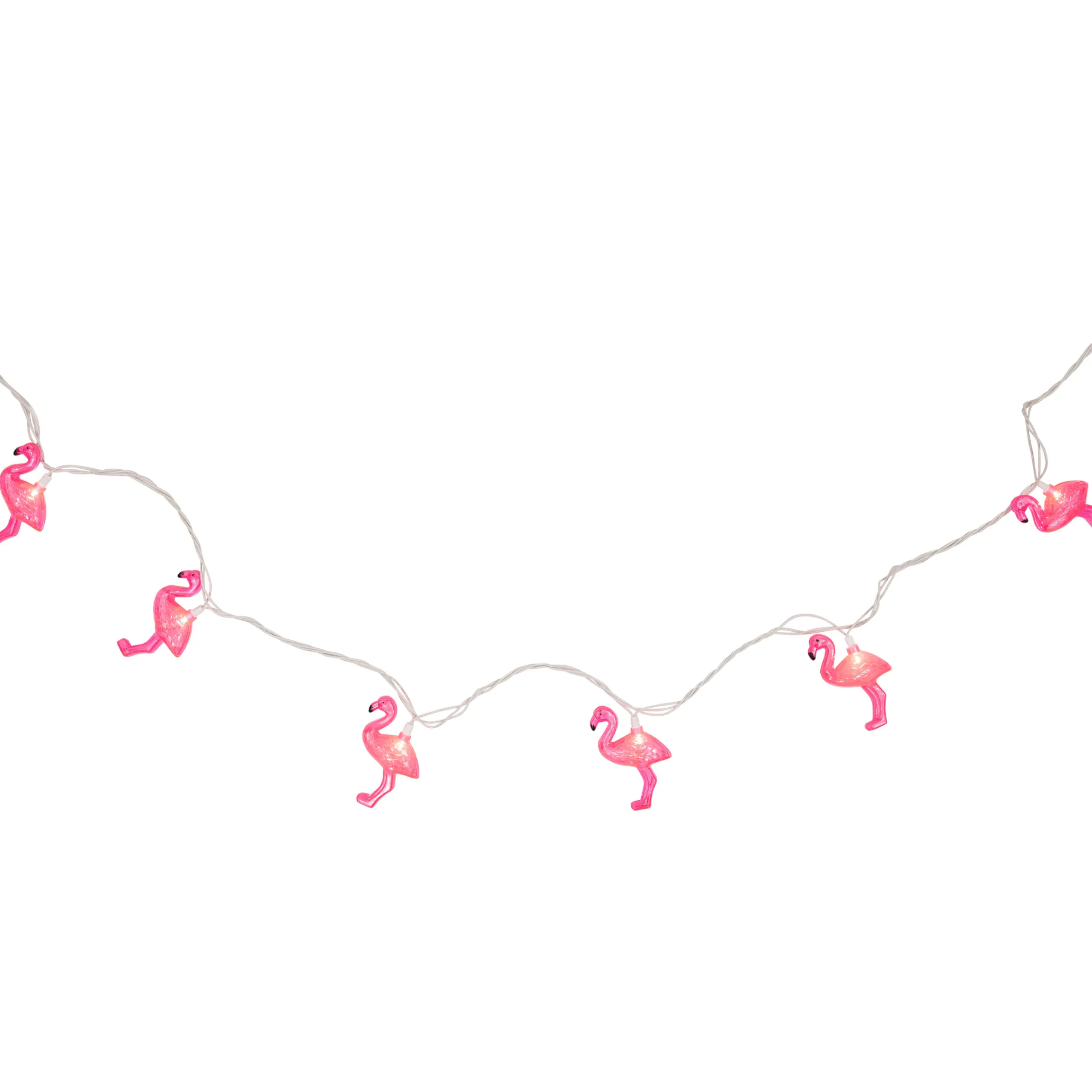 Northlight 10Ct Pink Flamingo Summer Patio String Light Set, 7.25Ft White Wire
