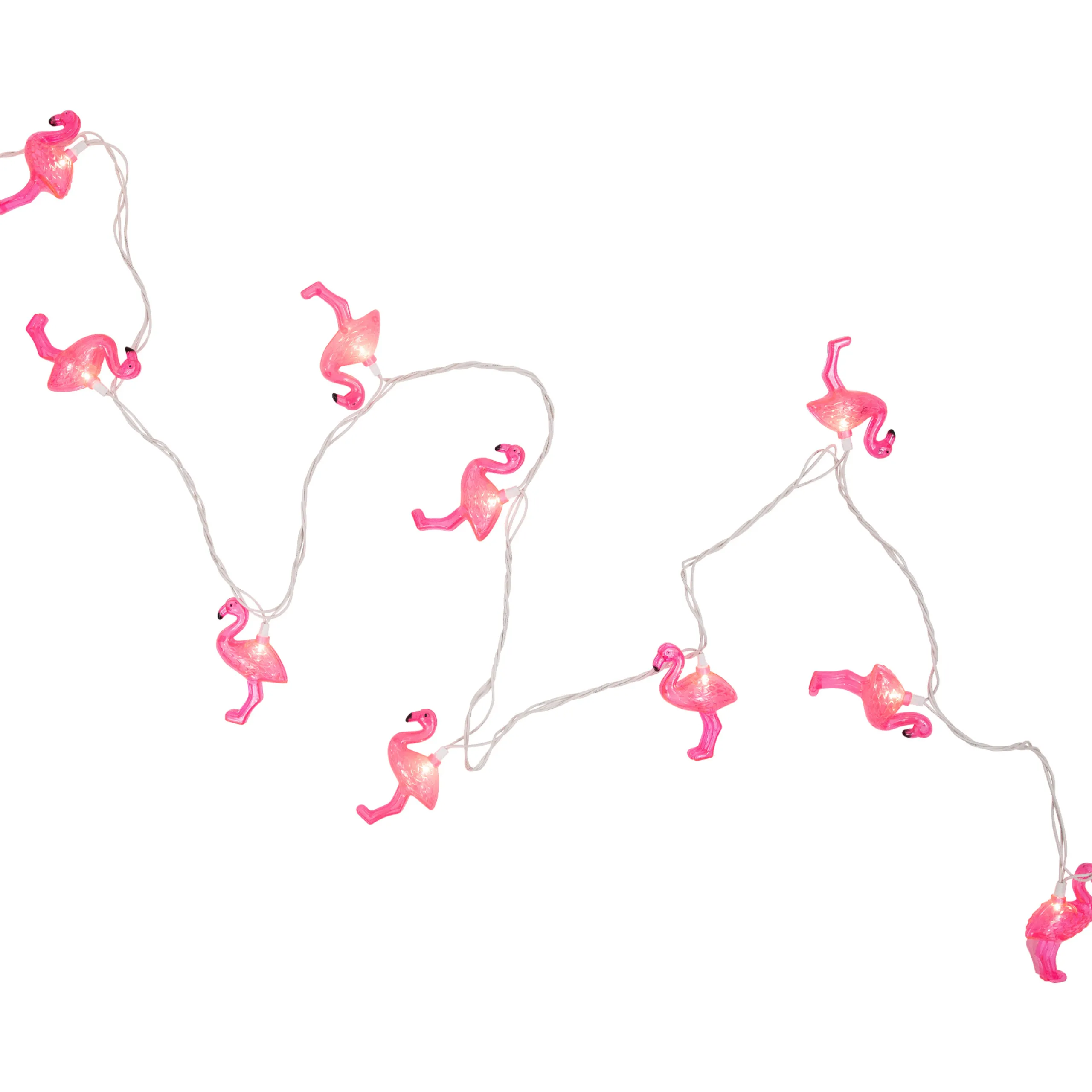 Northlight 10Ct Pink Flamingo Summer Patio String Light Set, 7.25Ft White Wire