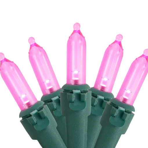 Northlight 100Ct Pink Led Mini Christmas Lights, 33Ft Green Wire