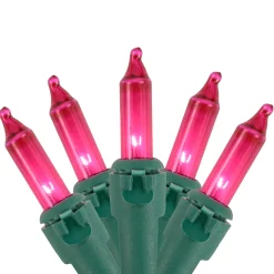 Northlight 100Ct Pink Mini Christmas Light Set, 20.25Ft Green Wire
