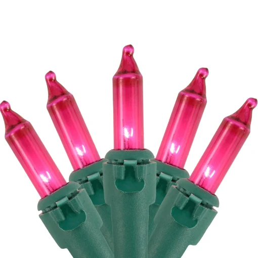 Northlight 100Ct Pink Mini Christmas Light Set, 20.25Ft Green Wire