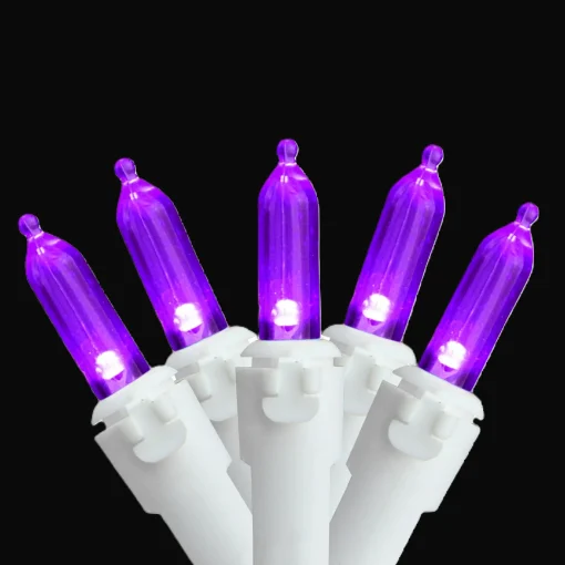 Northlight 100Ct Purple Led Mini Christmas Lights White Wire 33 Feet