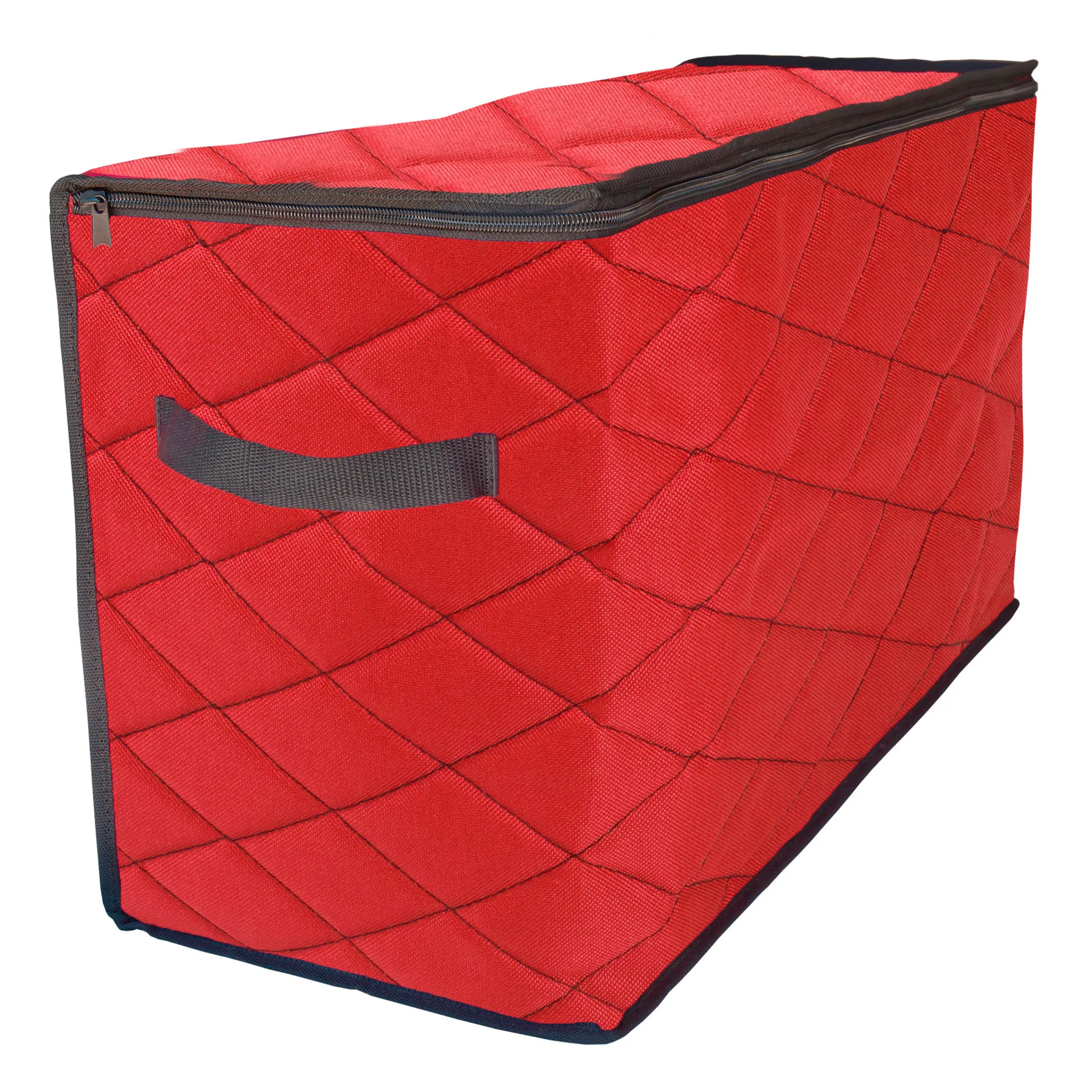 Northlight Ornament Storage>96Ct Red And Black Quilted Zip Up Christmas Ornament Storage Tub