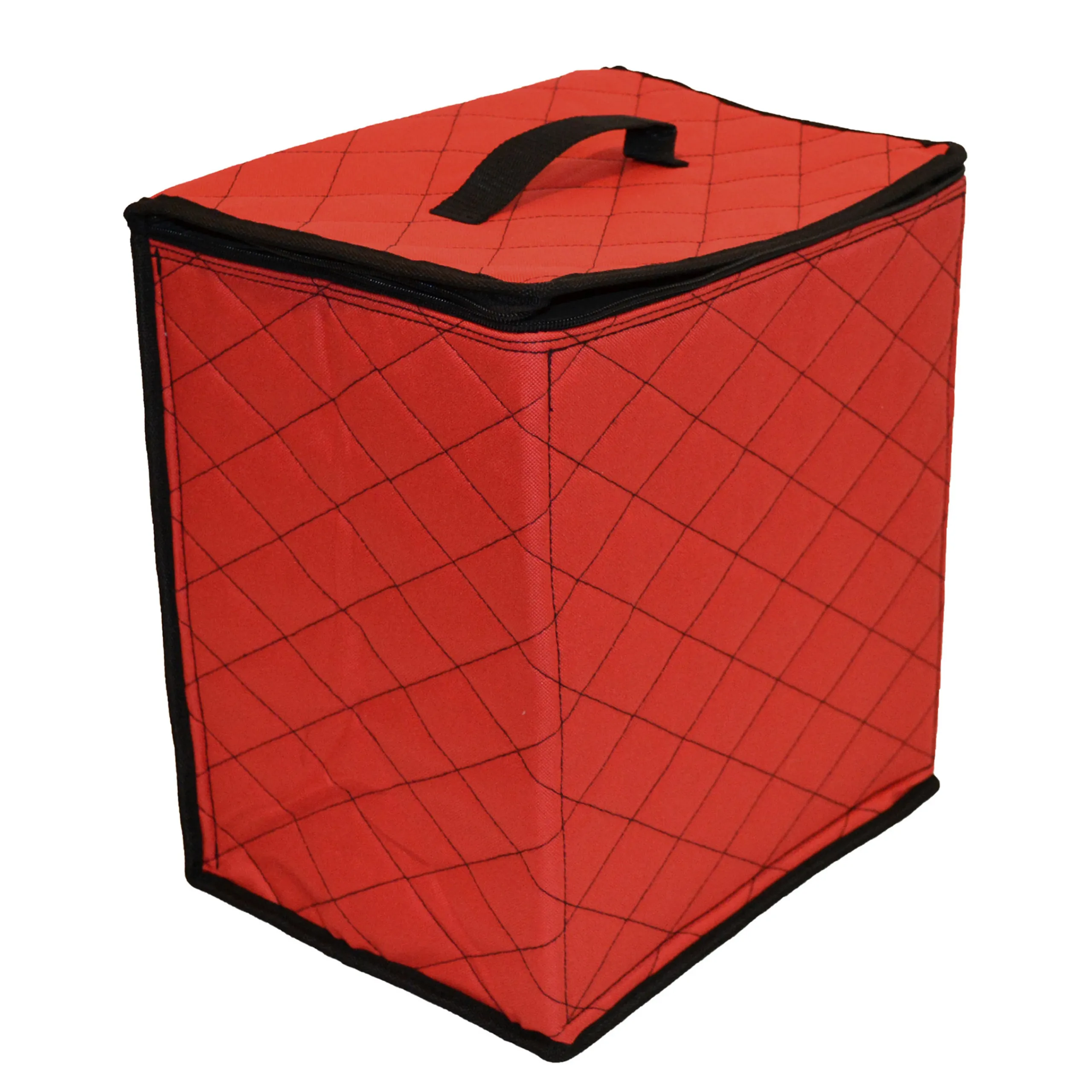 Northlight Ornament Storage>48Ct Red And Black Quilted Zip Up Christmas Ornament Storage Tub