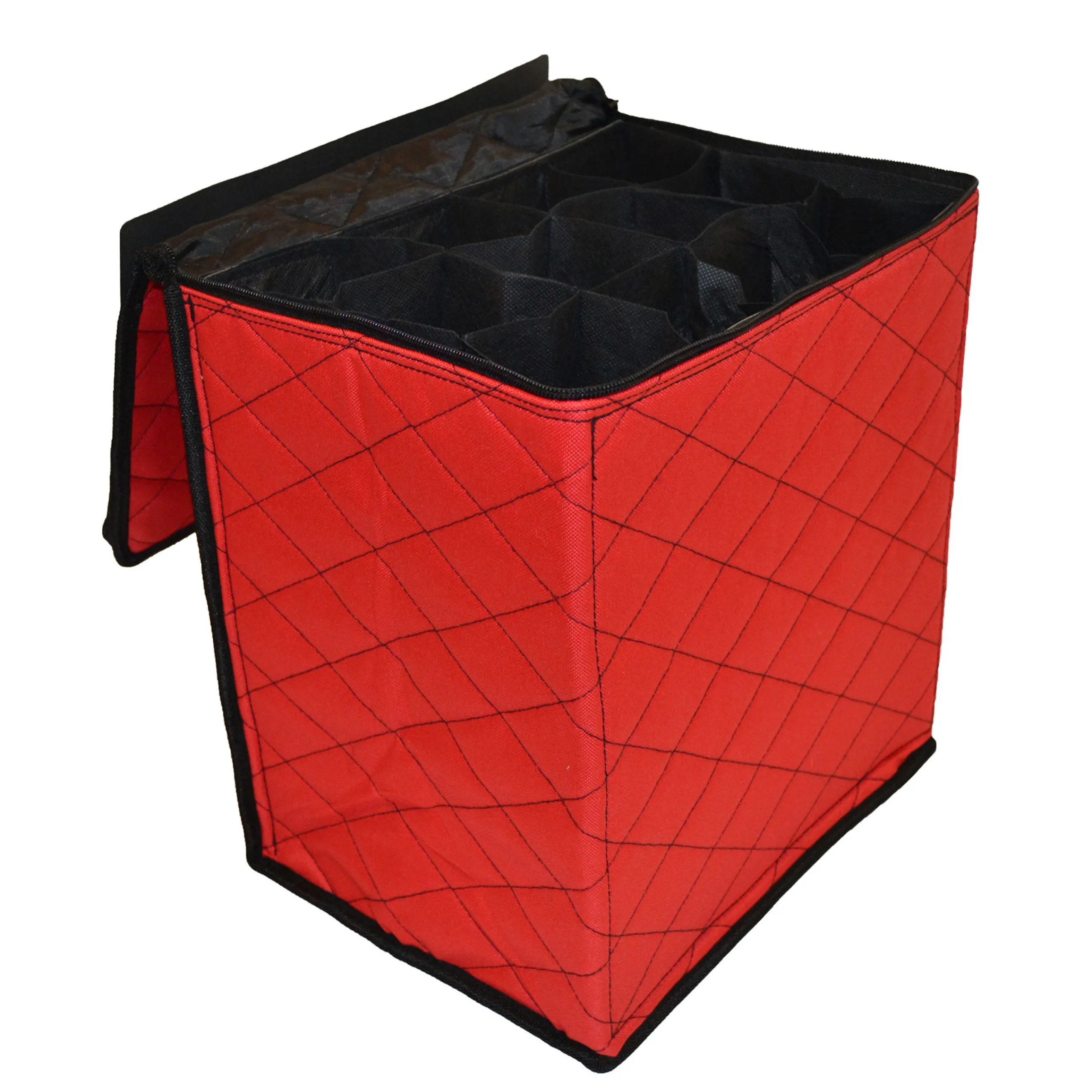 Northlight Ornament Storage>48Ct Red And Black Quilted Zip Up Christmas Ornament Storage Tub