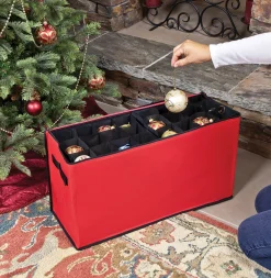 Northlight Ornament Storage>96Ct Red And Black Zip Up Christmas Ornament Storage Tub