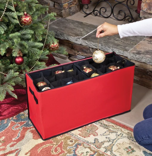 Northlight Ornament Storage>96Ct Red And Black Zip Up Christmas Ornament Storage Tub