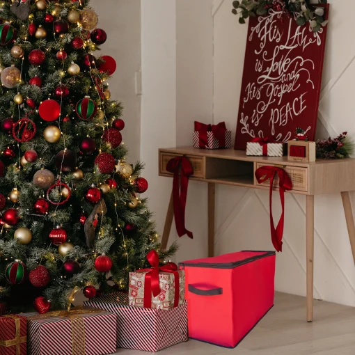 Northlight Ornament Storage>96Ct Red And Black Zip Up Christmas Ornament Storage Tub