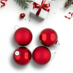 Northlight Glass Balls></noscript>4Ct Red And Gold 2-Finish Glass Christmas Ball Ornaments 4
