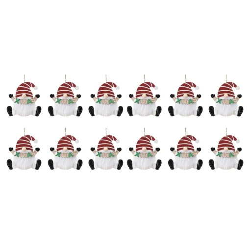 Melrose Fantasy & Sci Fi>12Ct Red And White Gnome Christmas Ornaments 14"