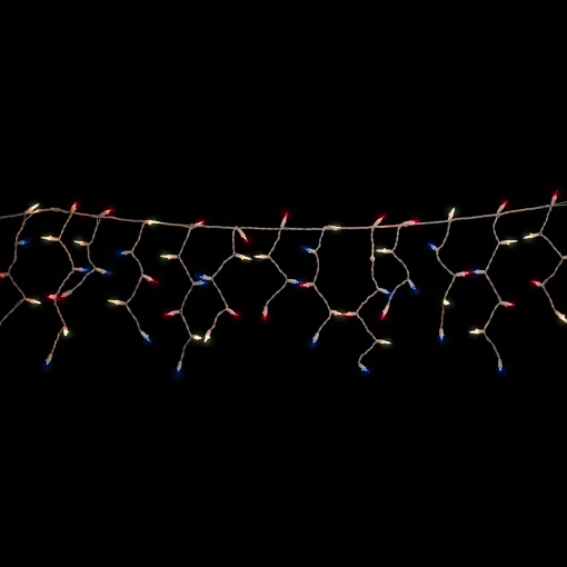 Northlight 105Ct Red, Clear And Blue Christmas Mini Icicle Lights - 6.5Ft, White Wire