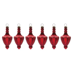 Melrose Pendants & Drops>6Ct Red Glass Finial Christmas Drop Ornaments 7.25"