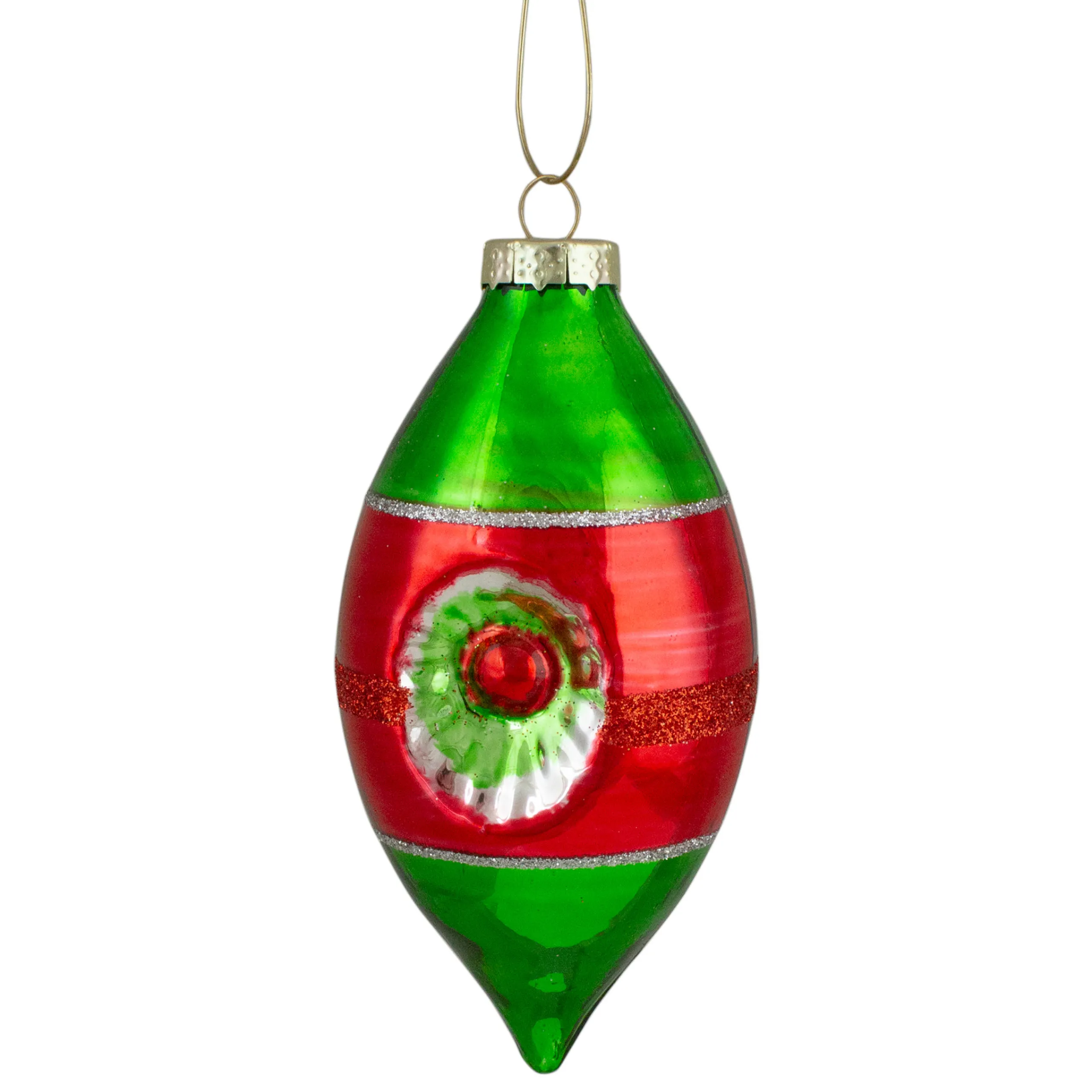Northlight Finials>4Ct Red, Green And Silver Vintage Glass Christmas Ornaments 3.25-Inch (80Mm)