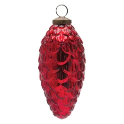 Melrose Pendants & Drops>6Ct Red Mercury Glass Pinecone Christmas Drop Ornaments 6.75"