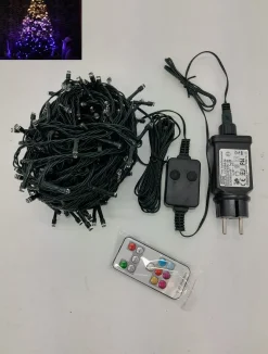 Hi-Line Gifts 200Ct Rgb Led Multi Function Timed Pattern Christmas String Light Set, 65.25Ft Black Wire