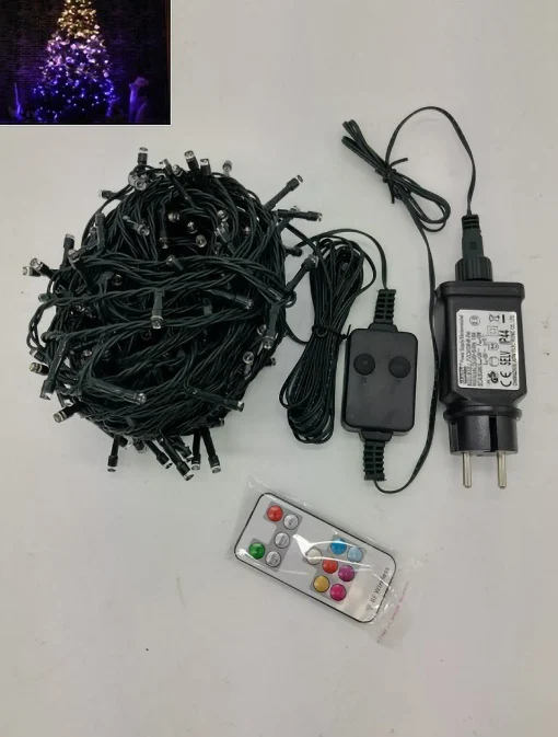 Hi-Line Gifts 200Ct Rgb Led Multi Function Timed Pattern Christmas String Light Set, 65.25Ft Black Wire