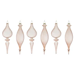 Melrose Finials></noscript>6Ct Ribbed Glass Finial Christmas Ornaments 9