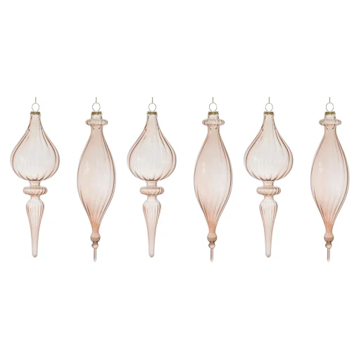 Melrose Finials>6Ct Ribbed Glass Finial Christmas Ornaments 9"