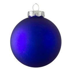 Northlight Glass Balls></noscript>4Ct Royal Blue 2-Finish Glass Christmas Ball Ornaments 4