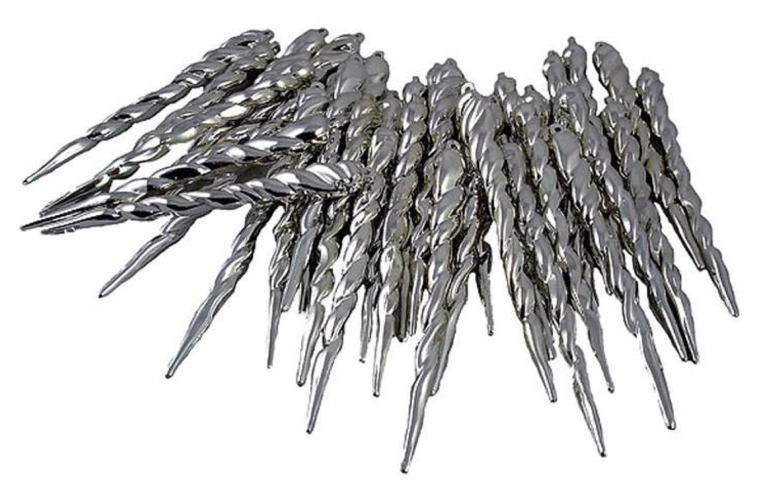 Northlight Icicles>36Ct Shiny Silver Shatterproof Icicle Christmas Ornaments 5"