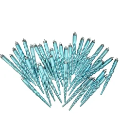 Northlight Icicles>36Ct Shiny Turquoise Blue Shatterproof Icicle Christmas Ornaments 5"