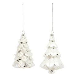 Melrose Trees & Wreaths>6Ct Silver Glass Christmas Tree Ornaments 5.75"