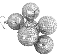 Northlight Glass Balls>6Ct Silver Splendor Glass Disco Christmas Ball Ornaments 3.25" (80Mm)
