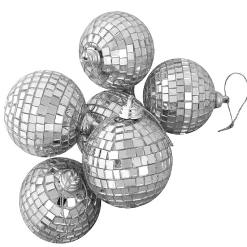 Northlight Glass Balls>6Ct Silver Splendor Glass Disco Christmas Ball Ornaments 3.25" (80Mm)