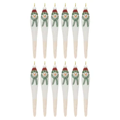 Melrose Snowmen></noscript>12Ct Smiling Snowman Carved Wooden Drop Christmas Ornaments 7.25