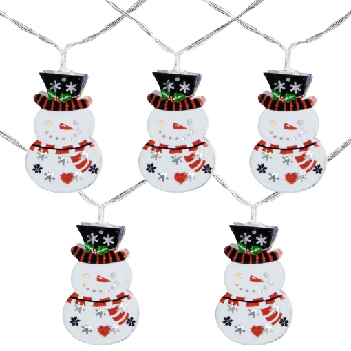 Northlight 10Ct Snowmen With Top Hats Led Christmas Lights - 4.5 Ft Clear Wire