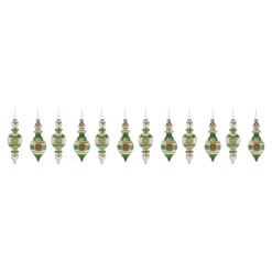 Melrose Finials></noscript>12Ct Traditional Glass Reflector Finial Christmas Drop Ornaments 6.75