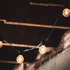 Northlight 20Ct Warm White Led G50 Globe Patio Lights, 20Ft Black Wire