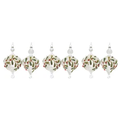 Melrose Pendants & Drops></noscript>6Ct White And Red Beaded Glass Mistletoe Christmas Ornaments 6.5