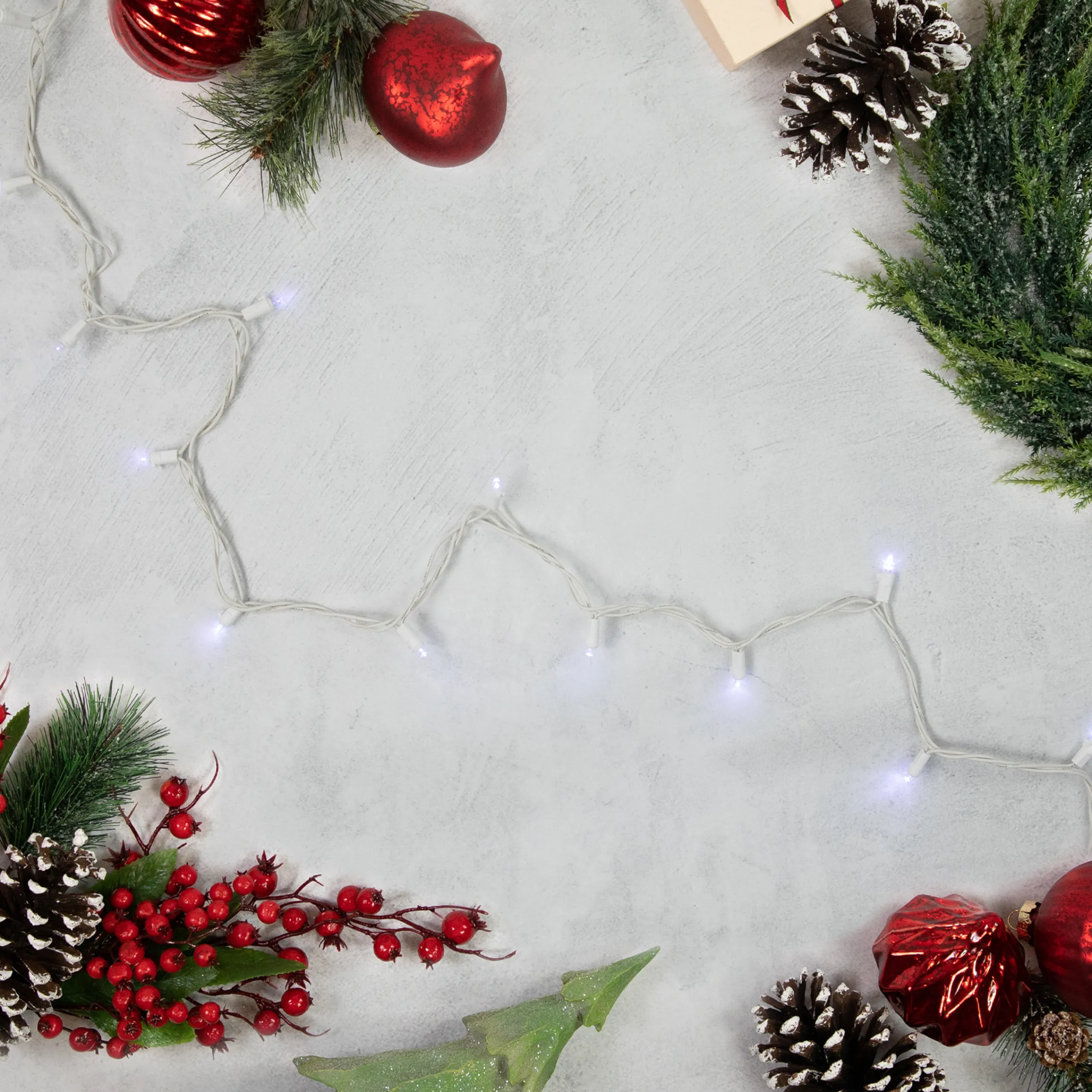 Northlight 50Ct White Led Wide Angle Christmas String Lights, 16.25Ft White Wire