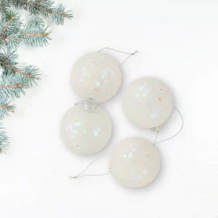 Northlight Balls></noscript>4Ct White Sequined Shiny Christmas Ball Ornaments 2.75