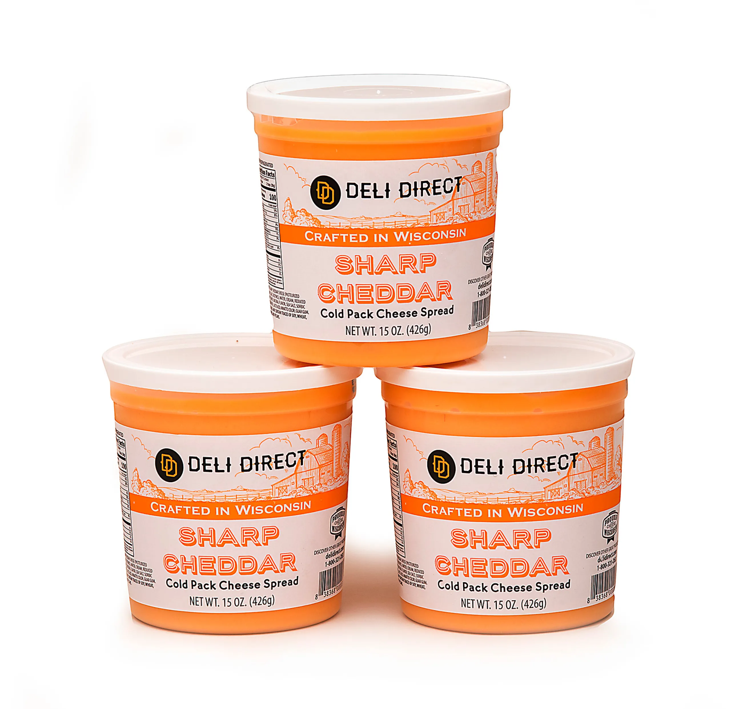 CC Home Furnishings 3Ct Wisconsin Sharp Cheddar Cheese Spreads 15 Oz Each