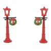 Christmas Villages*Department 56 Dept 56 Set Of 2 Red Christmas Village Street Lights With Wreaths