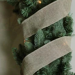 Ribbon*Northlight Faded Green And Brown Burlap Christmas Wired Craft Ribbon 2.5