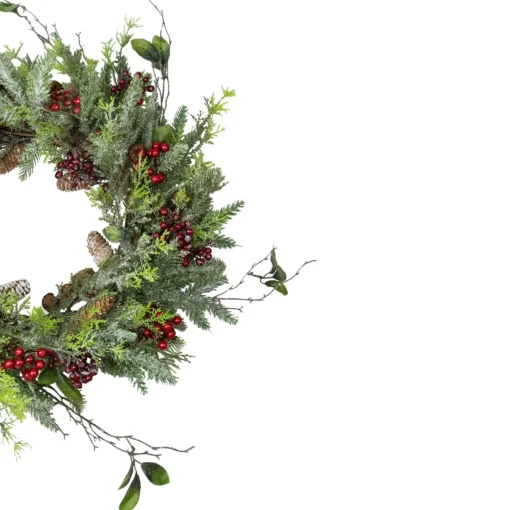 Specialty Wreaths*Northlight Frosted Pine And Berry Artificial Christmas Wreath, 25-Inch, Unlit
