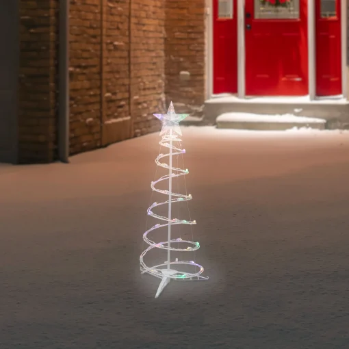 Northlight Spiral Trees>3Ft Led Lighted Spiral Cone Tree Outdoor Christmas Decoration, Multi Lights