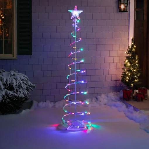 Northlight Spiral Trees>6Ft Led Lighted Spiral Cone Tree Outdoor Christmas Decoration, Multi Lights