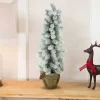 Northlight 2.5 Feet Tall And Smaller>2Ft Potted Flocked Mini Pine Slim Christmas Tree With Berries - Unlit