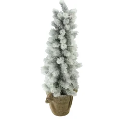 Northlight 2.5 Feet Tall And Smaller>2Ft Potted Flocked Mini Pine Slim Christmas Tree With Berries - Unlit
